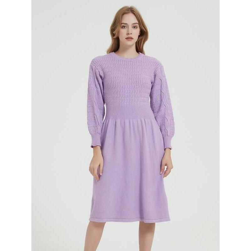 long sleeve knitted sweater dress, view 4 - MRSLM