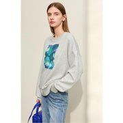 Women's abstract print loose sweatshirt, view 16 - MRSLM