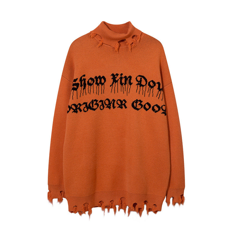 jacquard print stand collar cotton sweater, view 5 - MRSLM