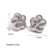 gold plated flower stud earrings, view 2 - MRSLM