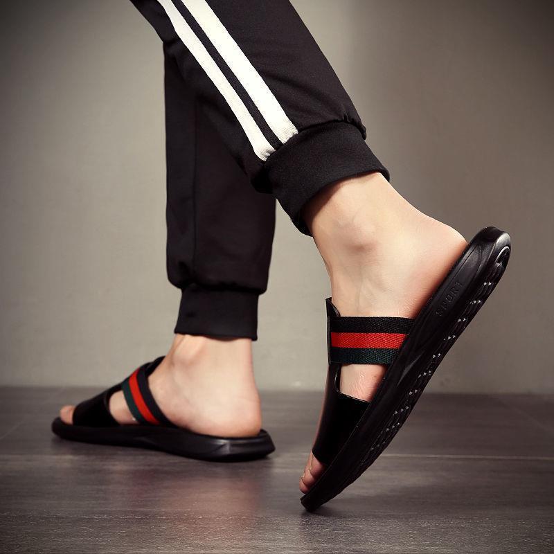 Men's Soft Leather Summer Slide Sandals