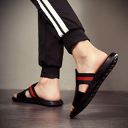 Men's soft leather slide sandals, view 2 - MRSLM
