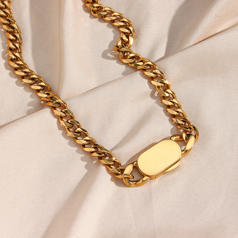metal buckle thick chain necklace, view 3 - MRSLM