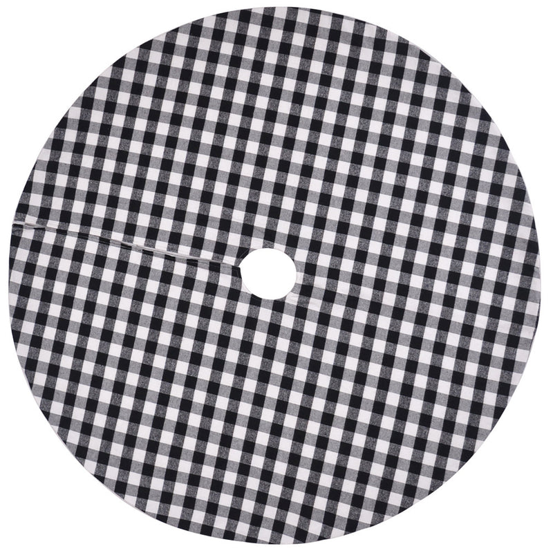 black and white plaid christmas tree skirt, view 2 - MRSLM