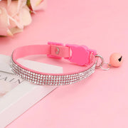 soft suede rhinestone cat collar, view 3 - MRSLM