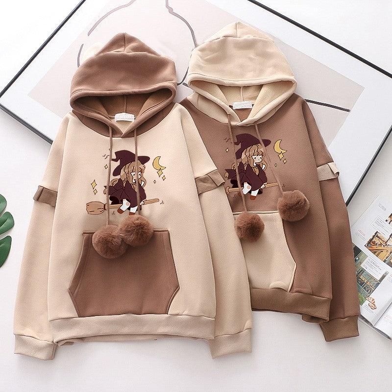 loose hooded jacket with cute print - MRSLM