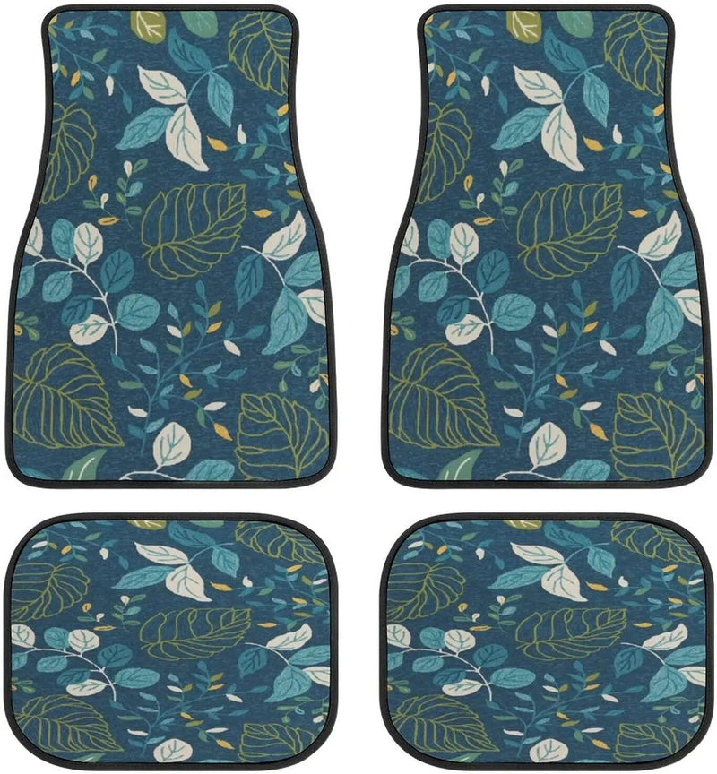 universal blue floral print car floor mats, view 2 - MRSLM