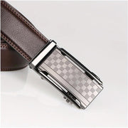 men's leather ratchet belt with anti-scratch buckle, view 7 - MRSLM
