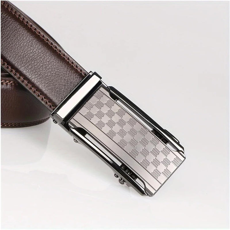 men's leather ratchet belt with anti-scratch buckle, view 7 - MRSLM