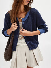contrast color knit button coat for women, view 6 - MRSLM