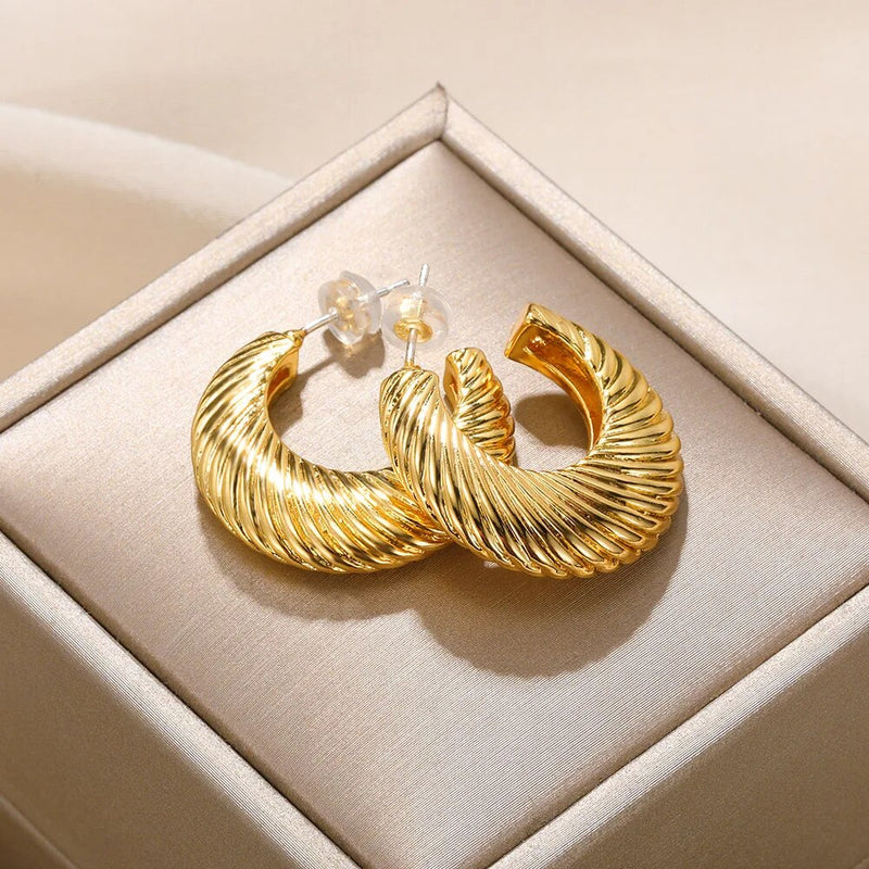 ginkgo leaf gold stud earrings, view 9 - MRSLM