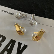 women's pearl small hand earrings - MRSLM