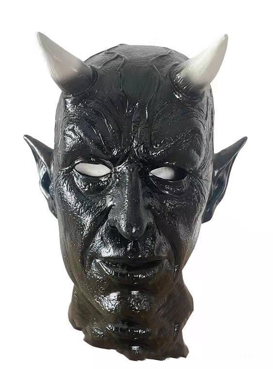 Halloween horn demon latex mask headgear, view 3 - MRSLM