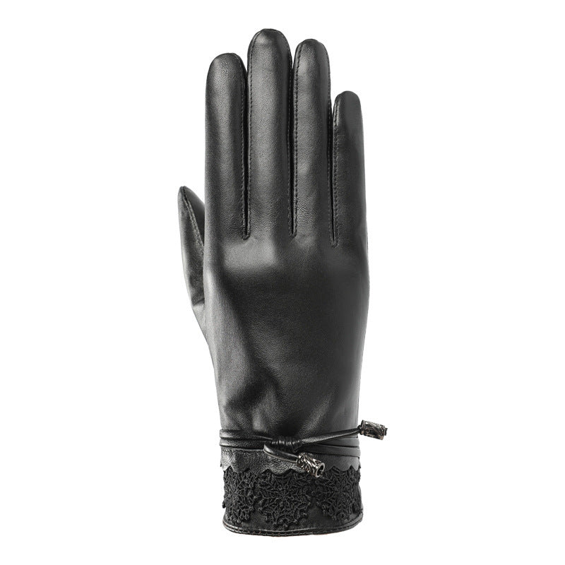women's sheepskin warm cycling gloves, view 2 - MRSLM