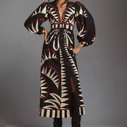v-neck floral long dress, view 2 - MRSLM