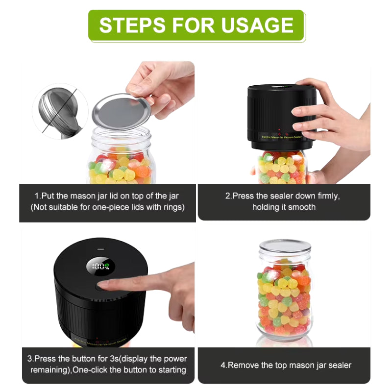 cordless electric mason jar vacuum sealer, view 7 - MRSLM