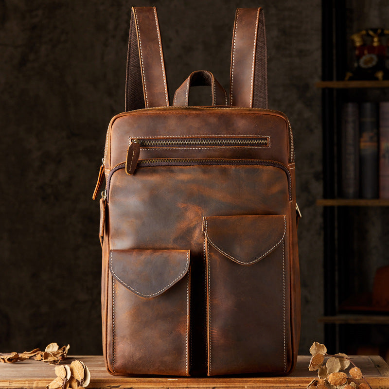 crazy horse leather backpack, view 10 - MRSLM