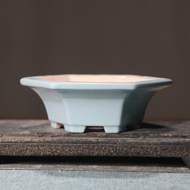 purple sand hexagonal ceramic flowerpot, view 9 - MRSLM