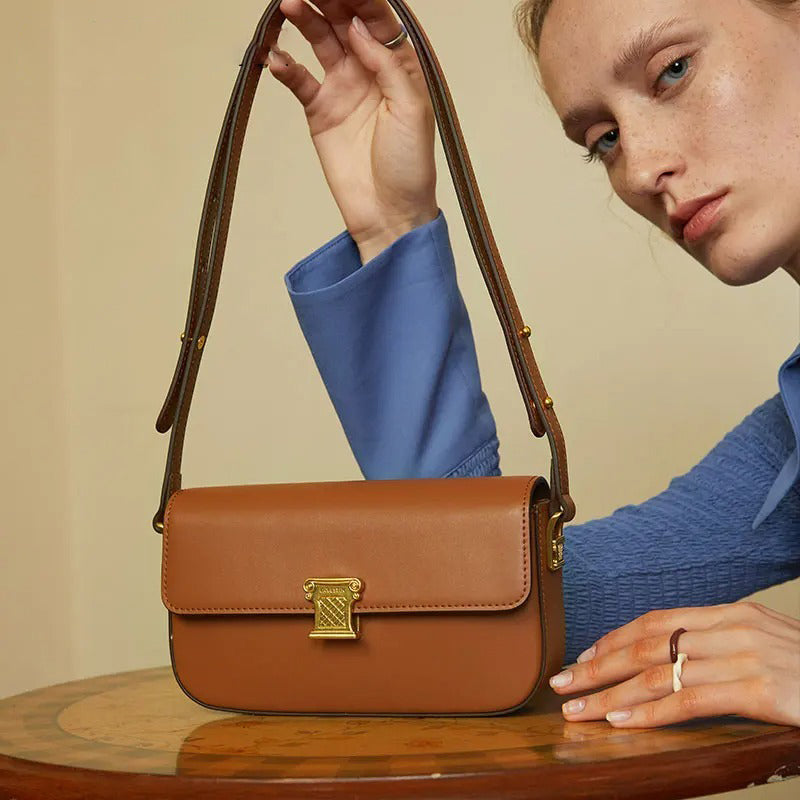 Women's small square leather crossbody bag - MRSLM