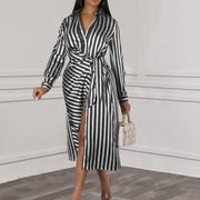 striped lapel shirt dress - MRSLM