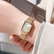 square watch with gold alloy strap, view 6 - MRSLM