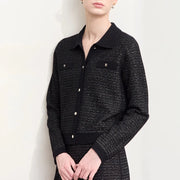 retro lapel woolen cardigan, view 7 - MRSLM