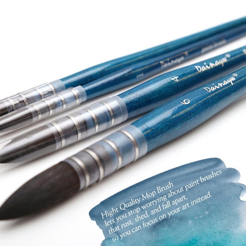 4-piece squirrel and horse hair watercolor brush set, view 3 - MRSLM