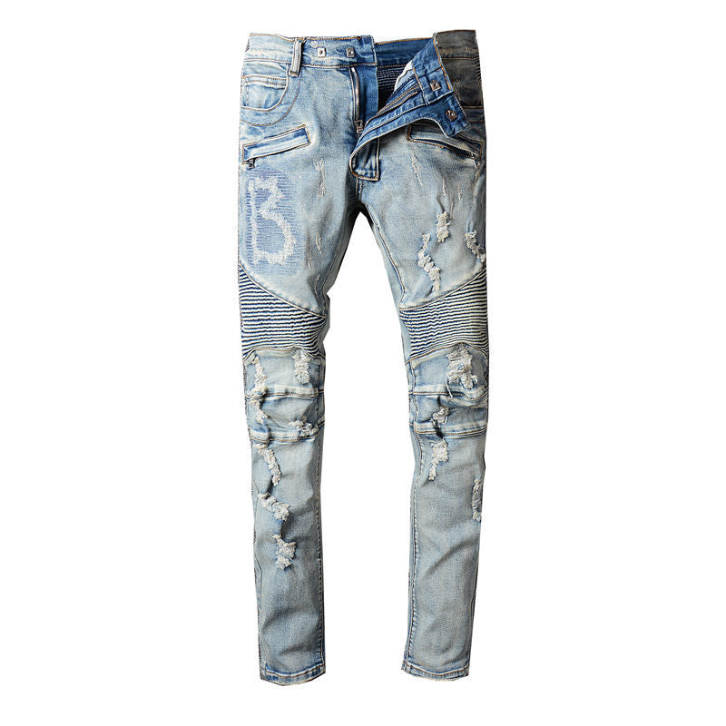 Multi pocket slim fit washed jeans, view 9 - MRSLM