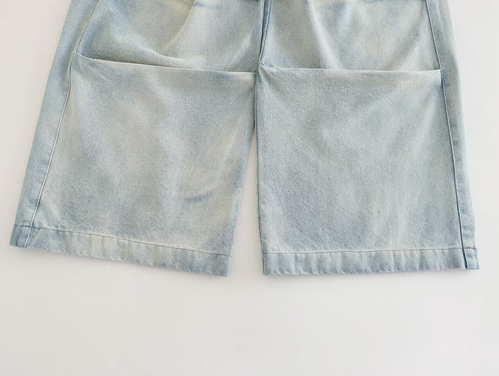 Multi-pocket Overalls Mid-waist Jeans