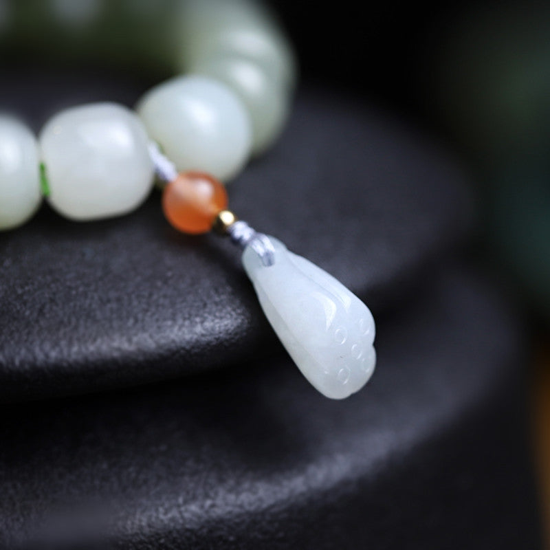 jadeite lotus bead bracelet, view 2 - MRSLM