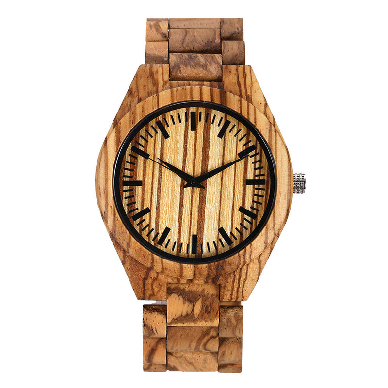 large dial wood quartz watch, view 5 - MRSLM