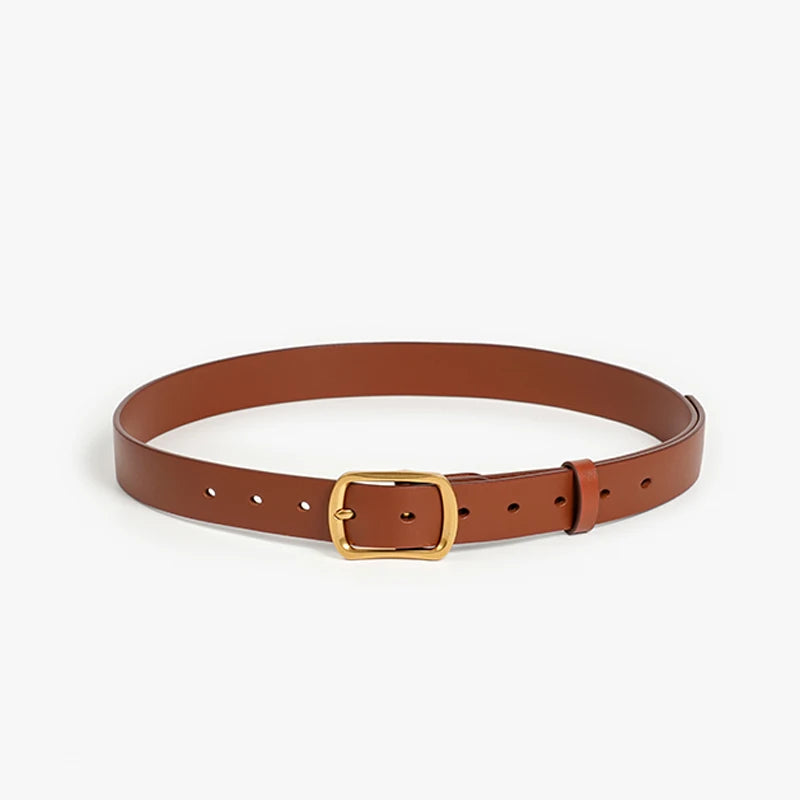 women's leather belt with pin buckle, view 5 - MRSLM