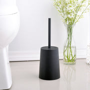 modern black toilet brush with lid and base, view 3 - MRSLM