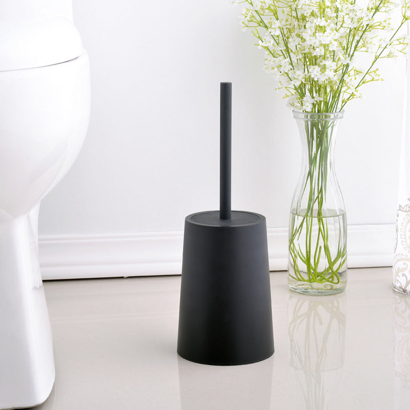 modern black toilet brush with lid and base, view 3 - MRSLM
