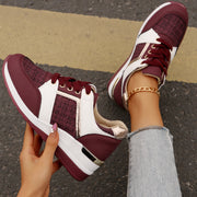 Colorblock lace-up thick-sole sneakers, view 10 - MRSLM