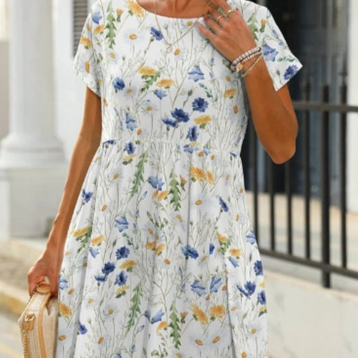Round neck printed cotton dress - MRSLM
