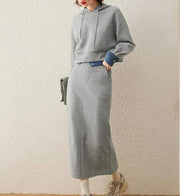 women's hooded two-piece dress set - MRSLM