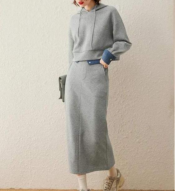 women's hooded two-piece dress set - MRSLM