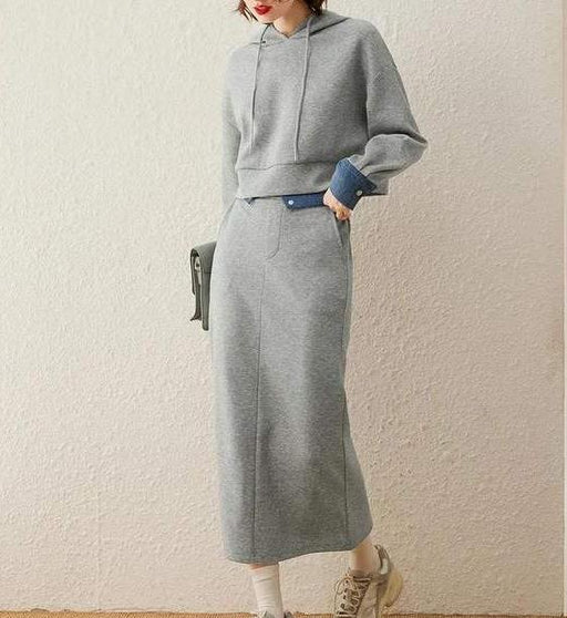 women's hooded two-piece dress set - MRSLM