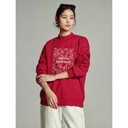winter floral plush sweatshirt for women, view 7 - MRSLM