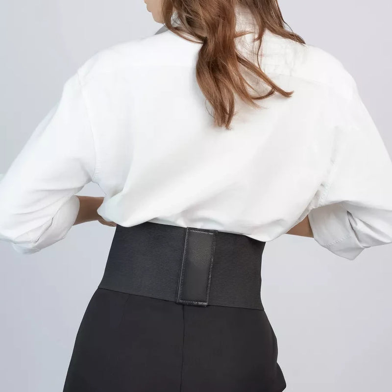 Wide faux leather corset belt, view 9 - MRSLM