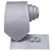 grey plaid silk necktie set for men, view 4 - MRSLM