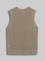 Women's sleeveless cable knit sweater vest, view 6 - MRSLM
