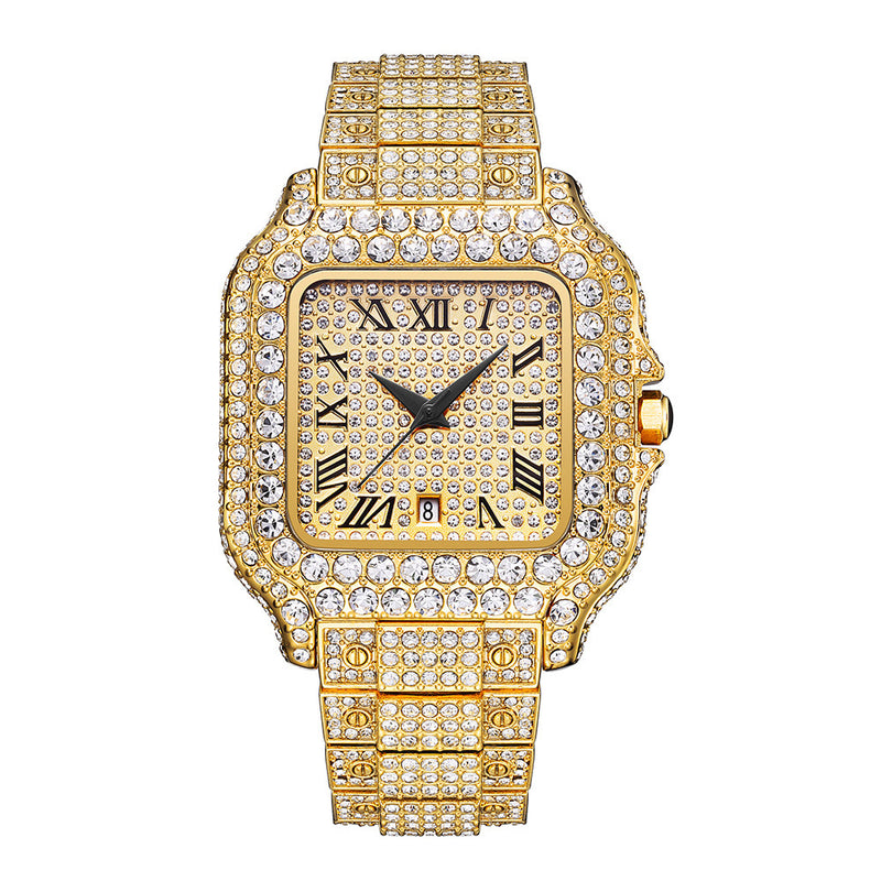 hip hop quartz wrist watch, view 3 - MRSLM