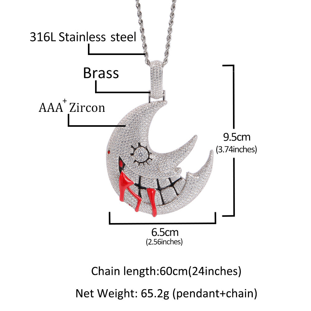 Moon Pendant Exaggerated Funny Hip Hop Necklace