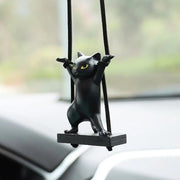 cat on branch car mirror pendant, view 2 - MRSLM
