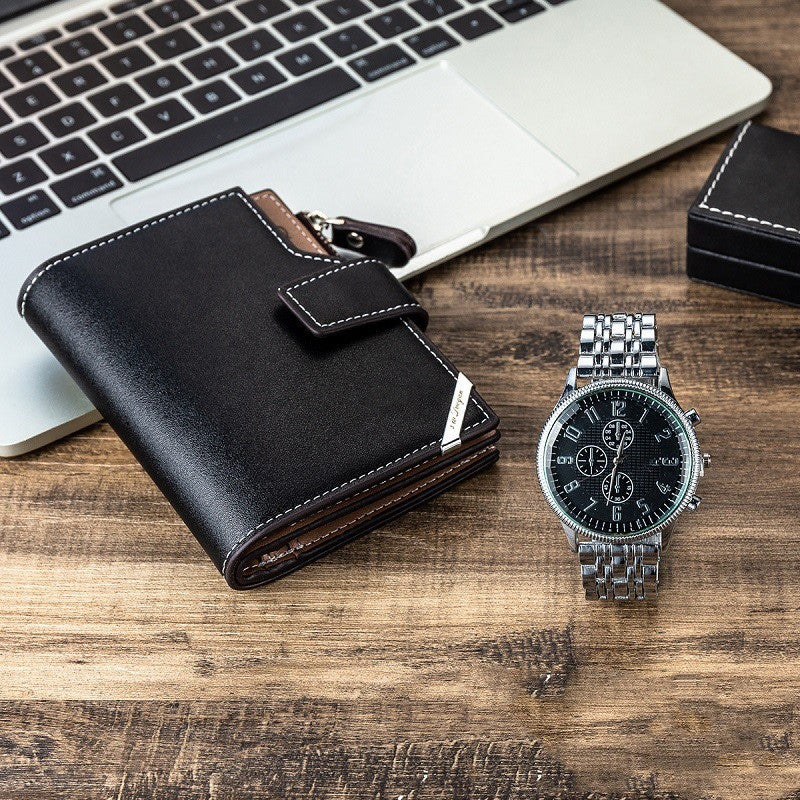 Men's quartz watch and leather wallet gift set, view 4 - MRSLM