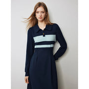 polo collar striped casual dress, view 5 - MRSLM