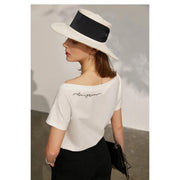 slash neck embroidery top, view 4 - MRSLM