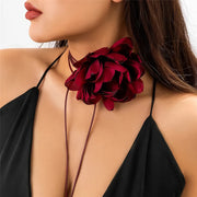 big rose flower choker necklace, view 10 - MRSLM